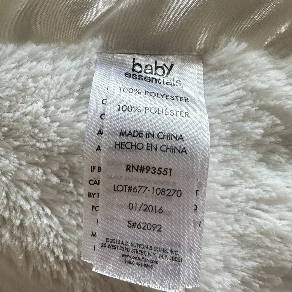 Baby‎ Essentials Plush Blanket White Satin Edge Hard To Find Lovey Fleece Sherpa